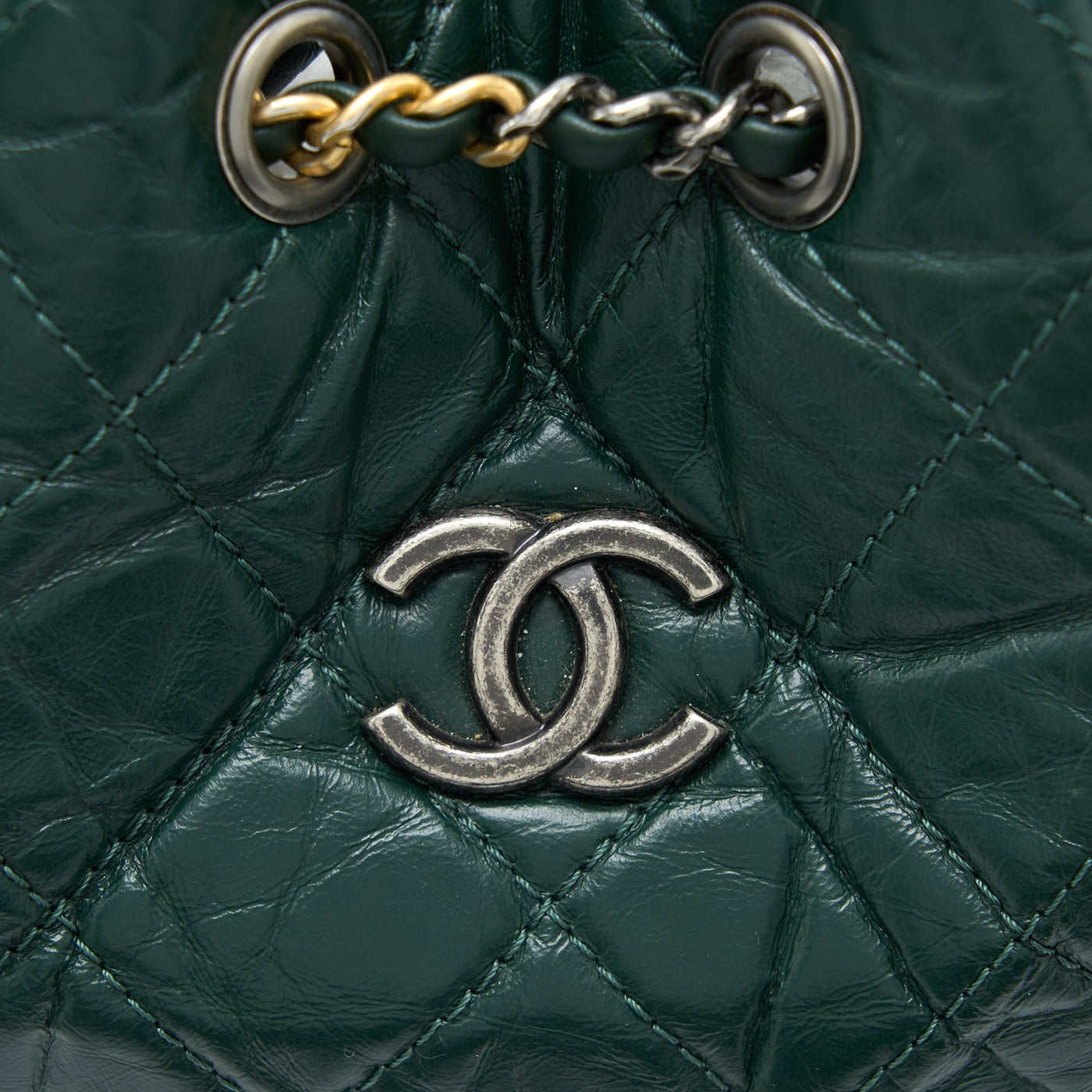 CHANEL SMALL GABRIELLE BACKPACK CALFSKIN DARK GREEN MULTICOLOUR HARDWARE