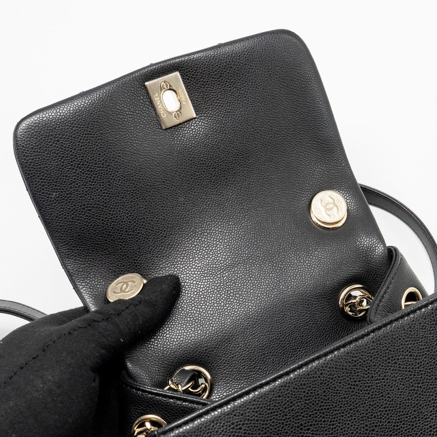 CHANEL TRIPLE POCKET BACKPACK CAVIAR BLACK LGHW (MICROCHIP)
