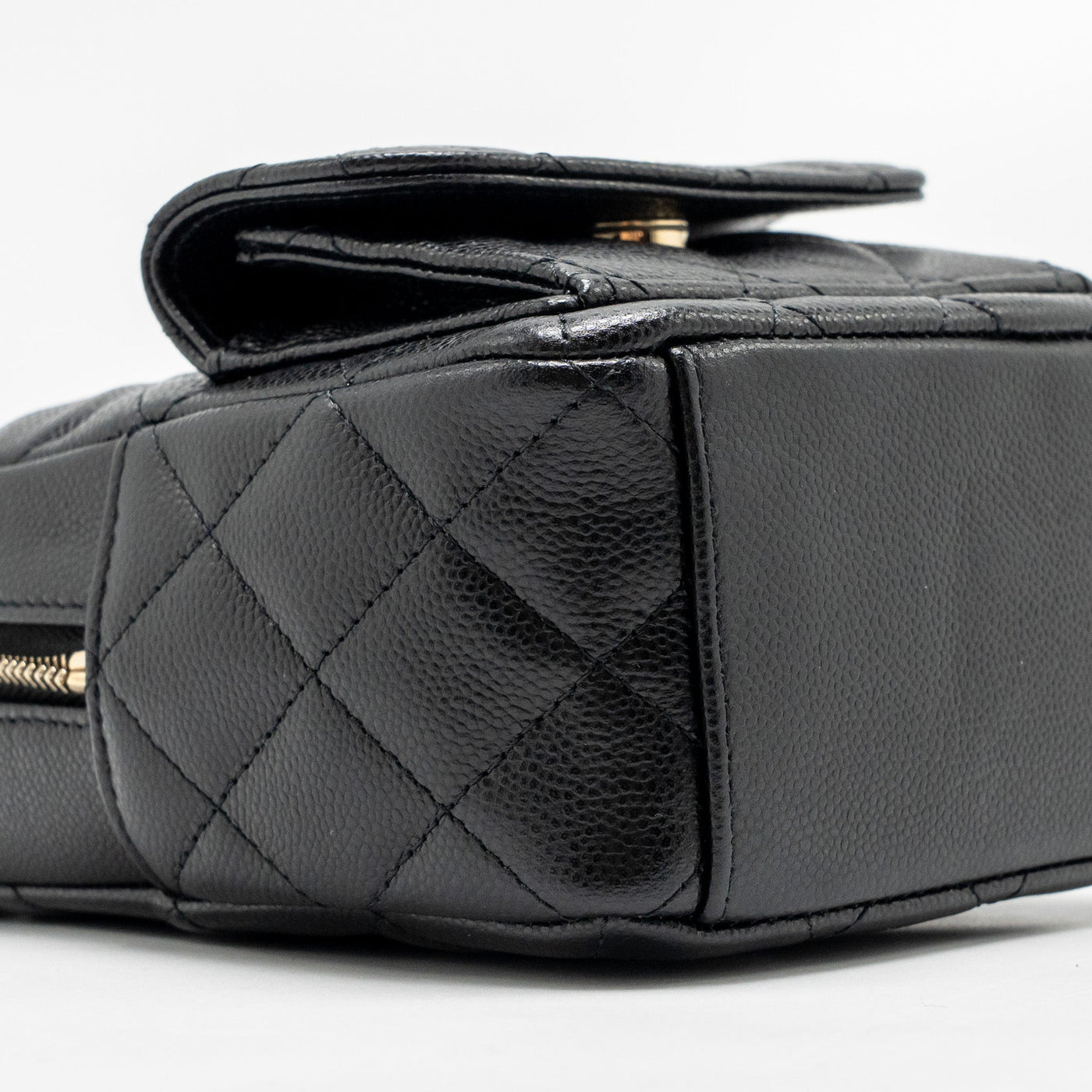 CHANEL MINI BACKPACK / CROSSBODY BAG CAVIAR BLACK LGHW (MICROCHIP)