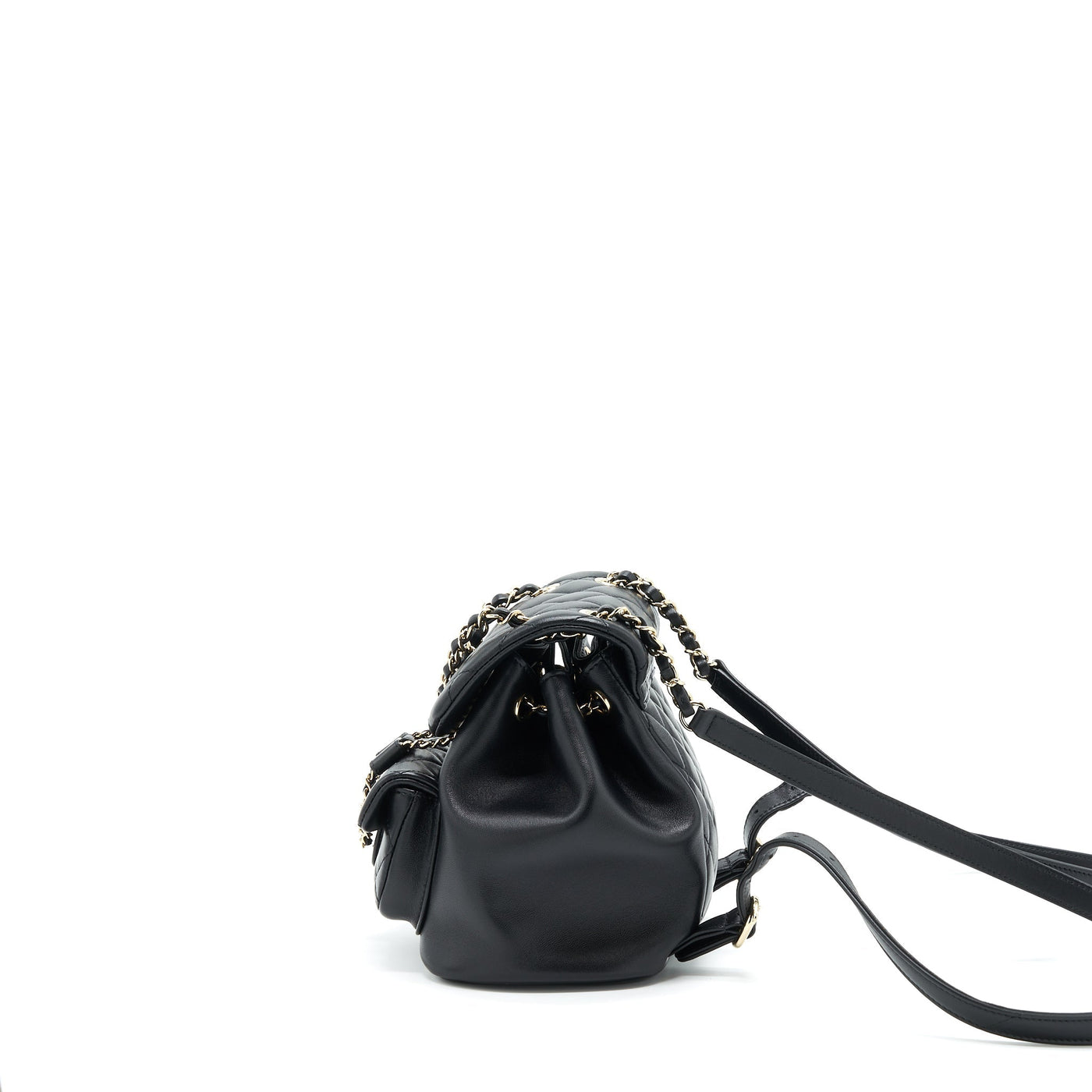 CHANEL DUMA MINI BACKPACK LAMBSKIN BLACK LGHW(MICROCHIP)