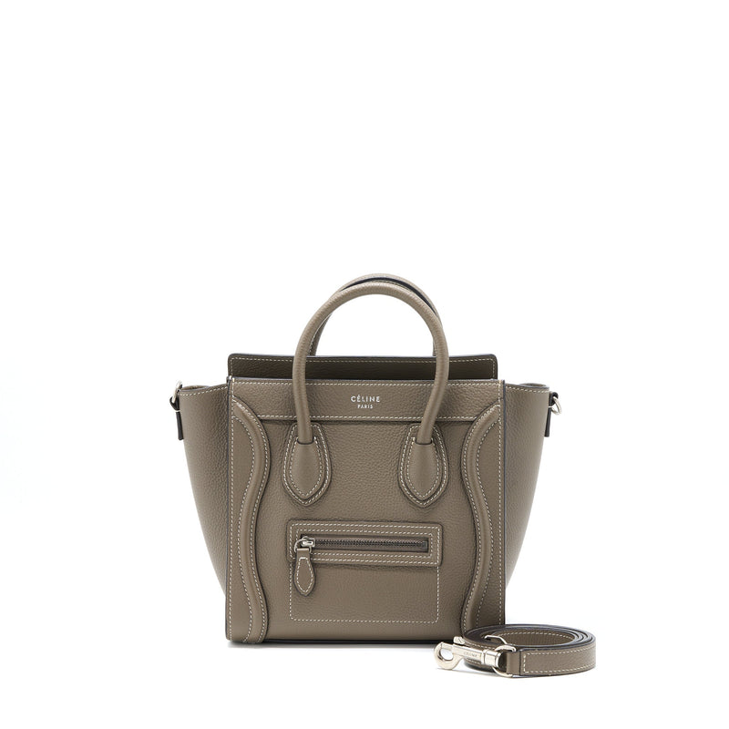 CELINE NANO LUGGAGE BAG CALFSKIN GREY SHW