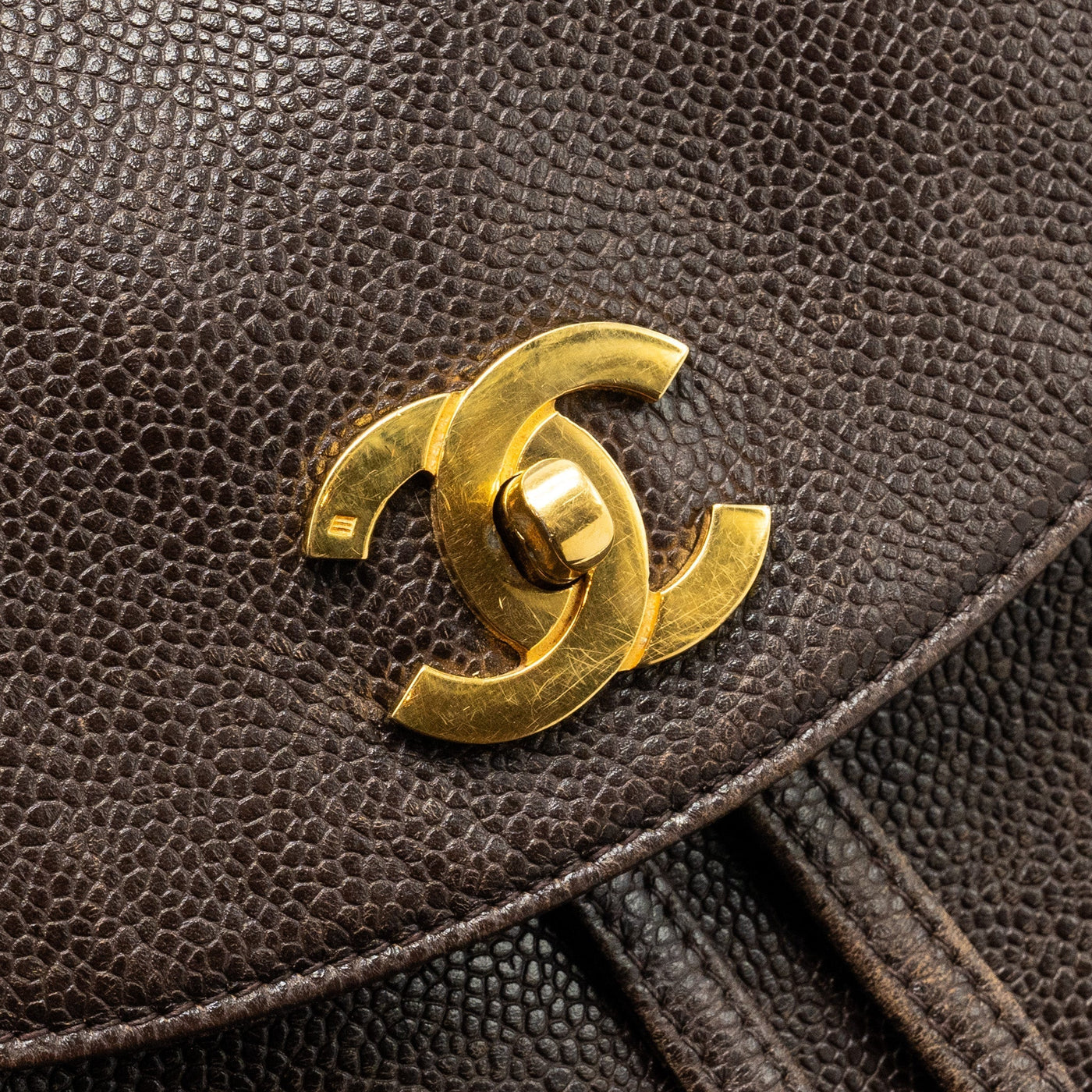 CHANEL VINTAGE FLAP BACKPACK CAVIAR BROWN GHW