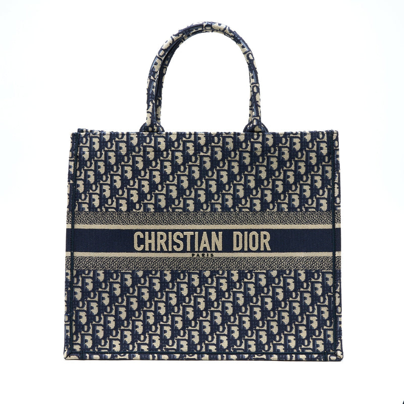DIOR LARGE BOOK TOTE BLUE OBLIQUE JACQUARD