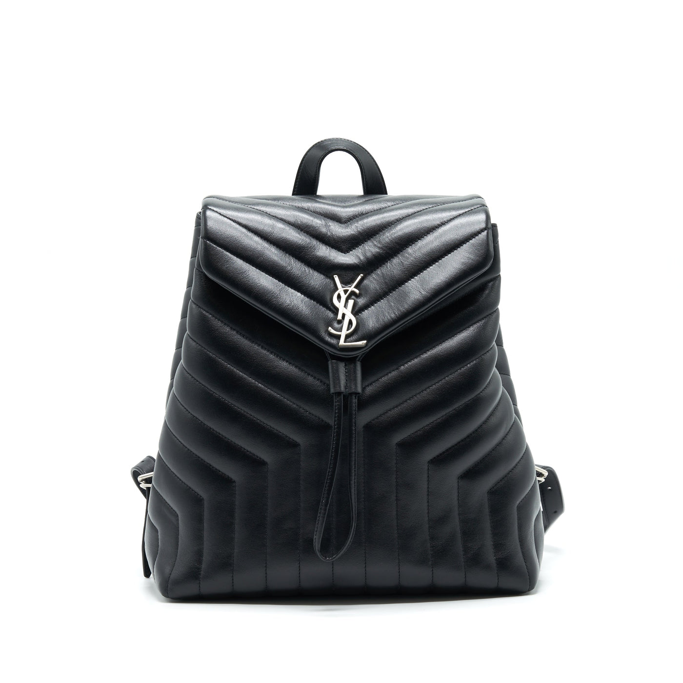 SAINT LAURENT MEDIUM LOULOU BACKPACK BLACK Y MATELASS