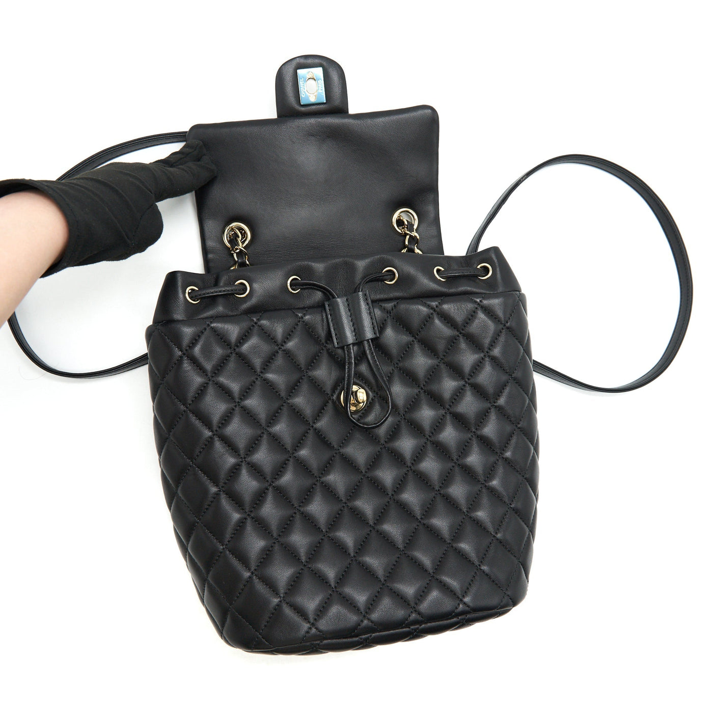 CHANEL QUILTED LAMBSKIN URBAN SPIRIT BACKPACK BLACK GHW