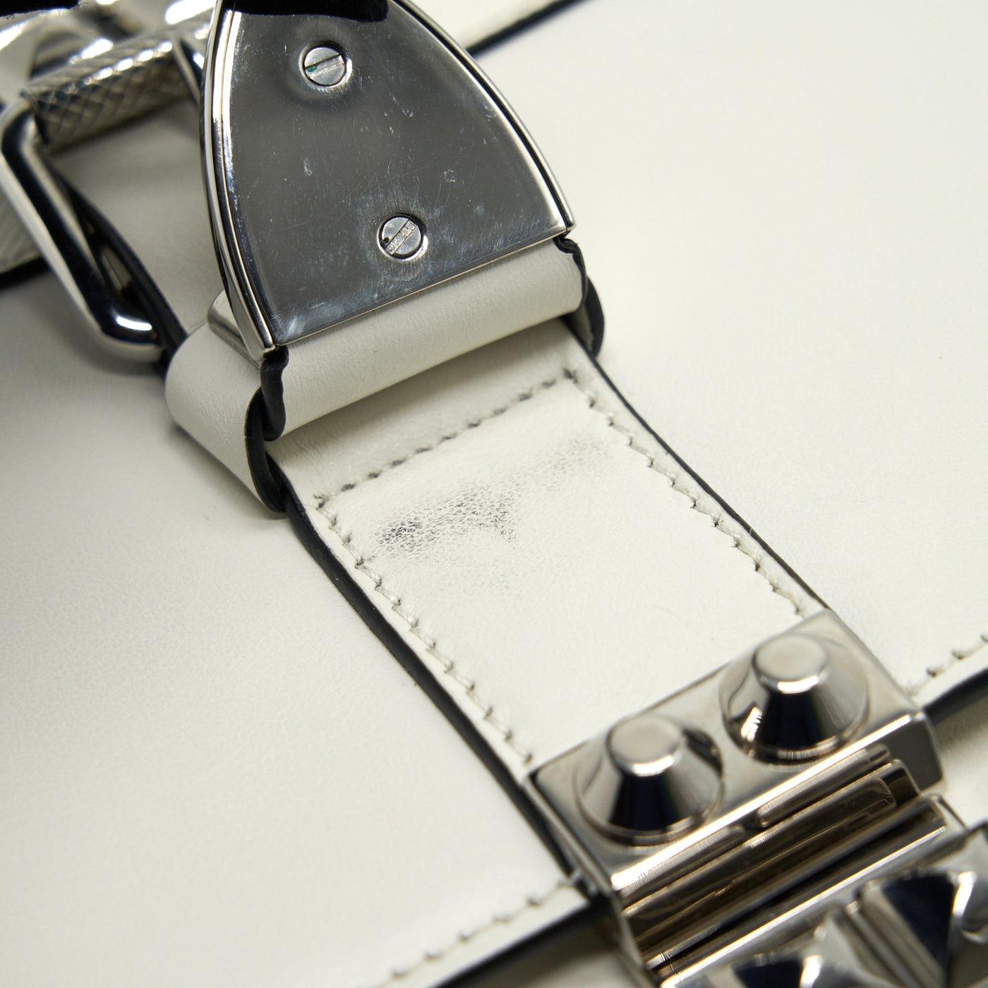 PRADA WOMAN'S MESSENGER BAG WHITE WITH SHW