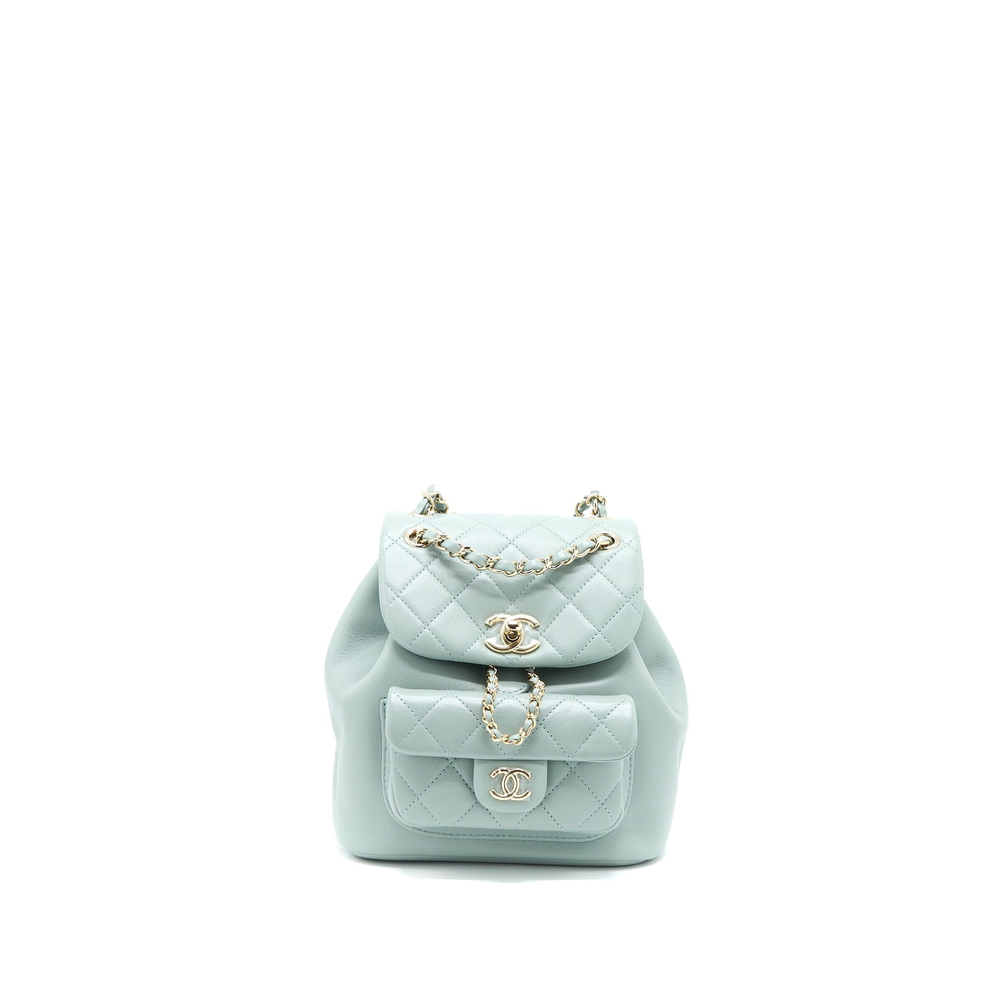 CHANEL 23C DUMA MINI BACKPACK CALFSKIN LIGHT GREY LGHW (MICROCHIP)