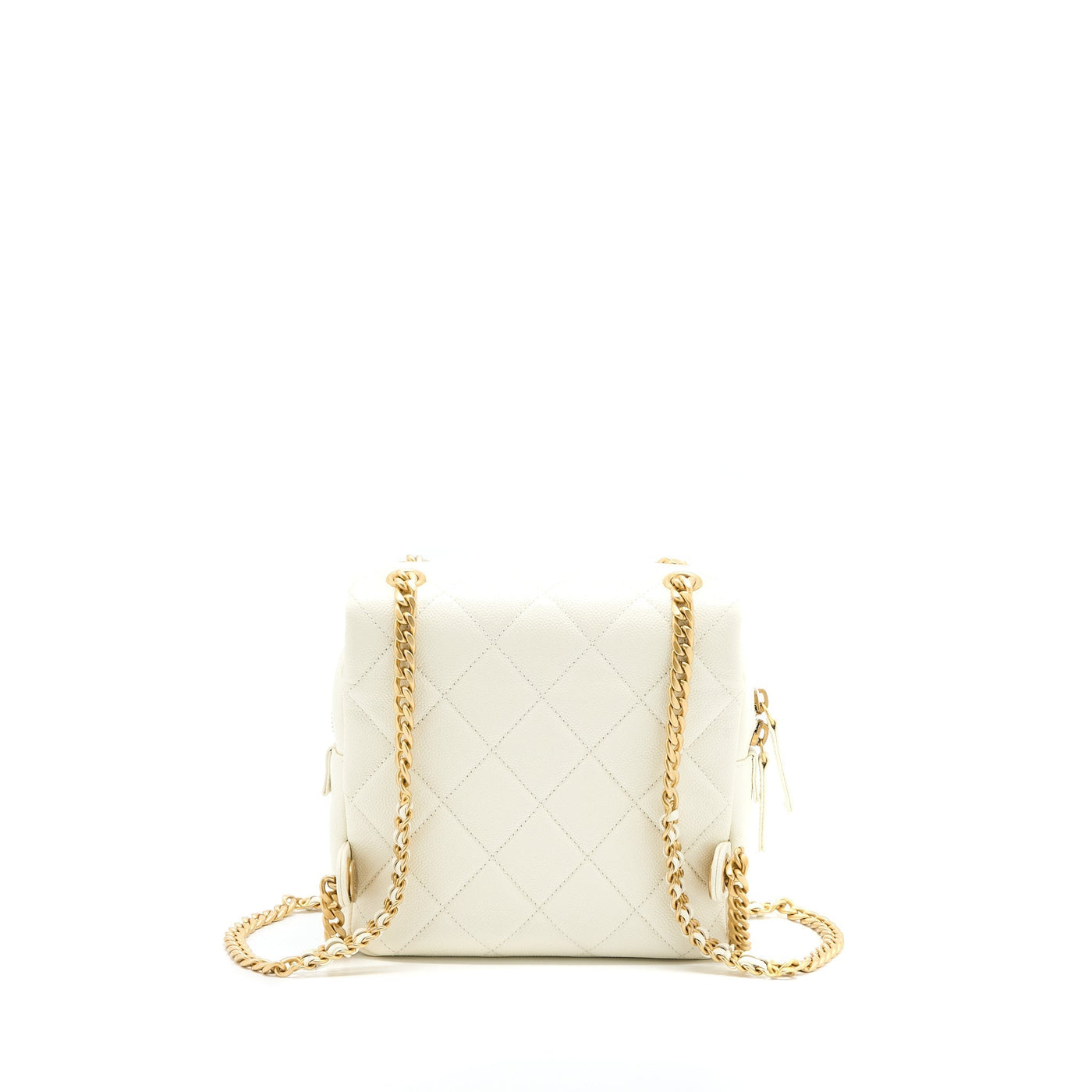 CHANEL 22P FLAP BACKPACK CAVIAR WHITE BRUSHED GHW (MICROCHIP)