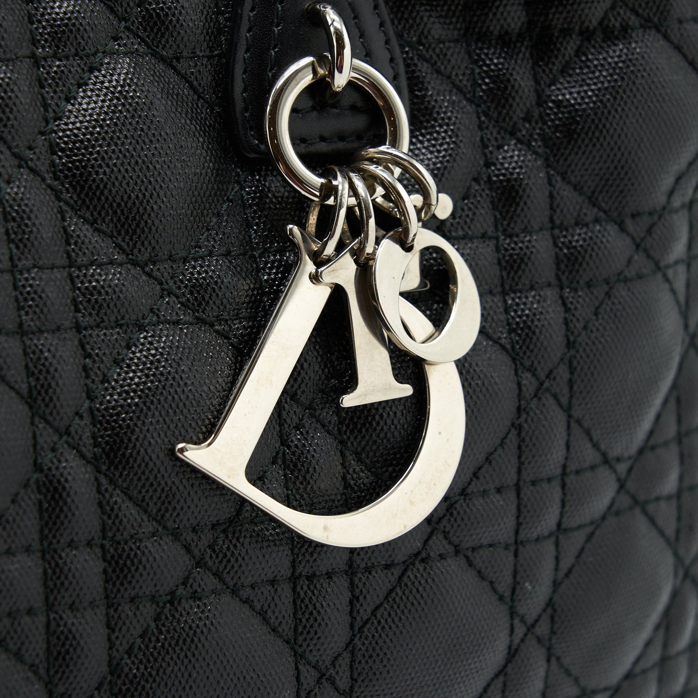 DIOR LADY DIOR TOTE BAG CANVAS BLACK SHW