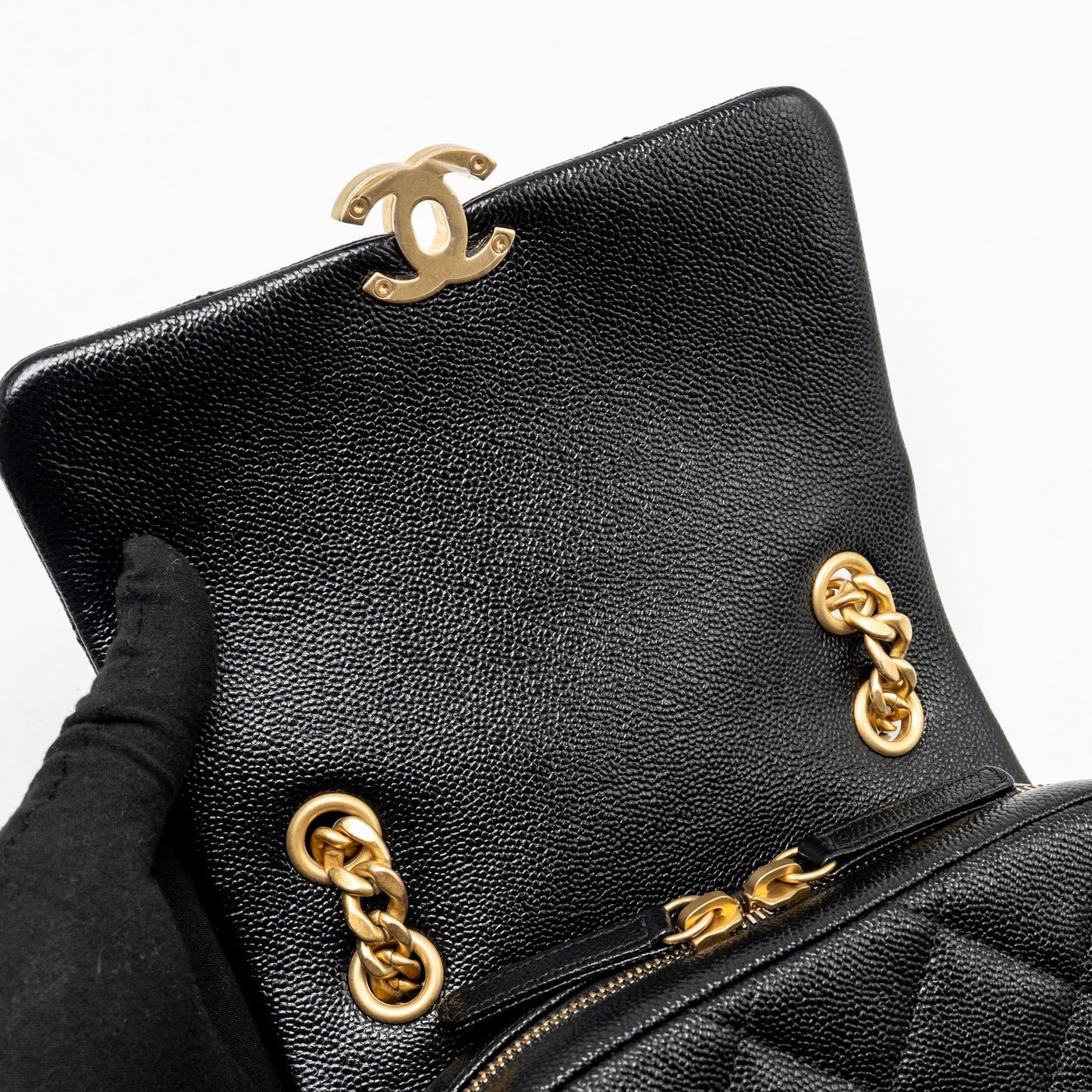 CHANEL QUILTED FLAP BACKPACK CAVIAR BLACK GHW (MICROCHIP)