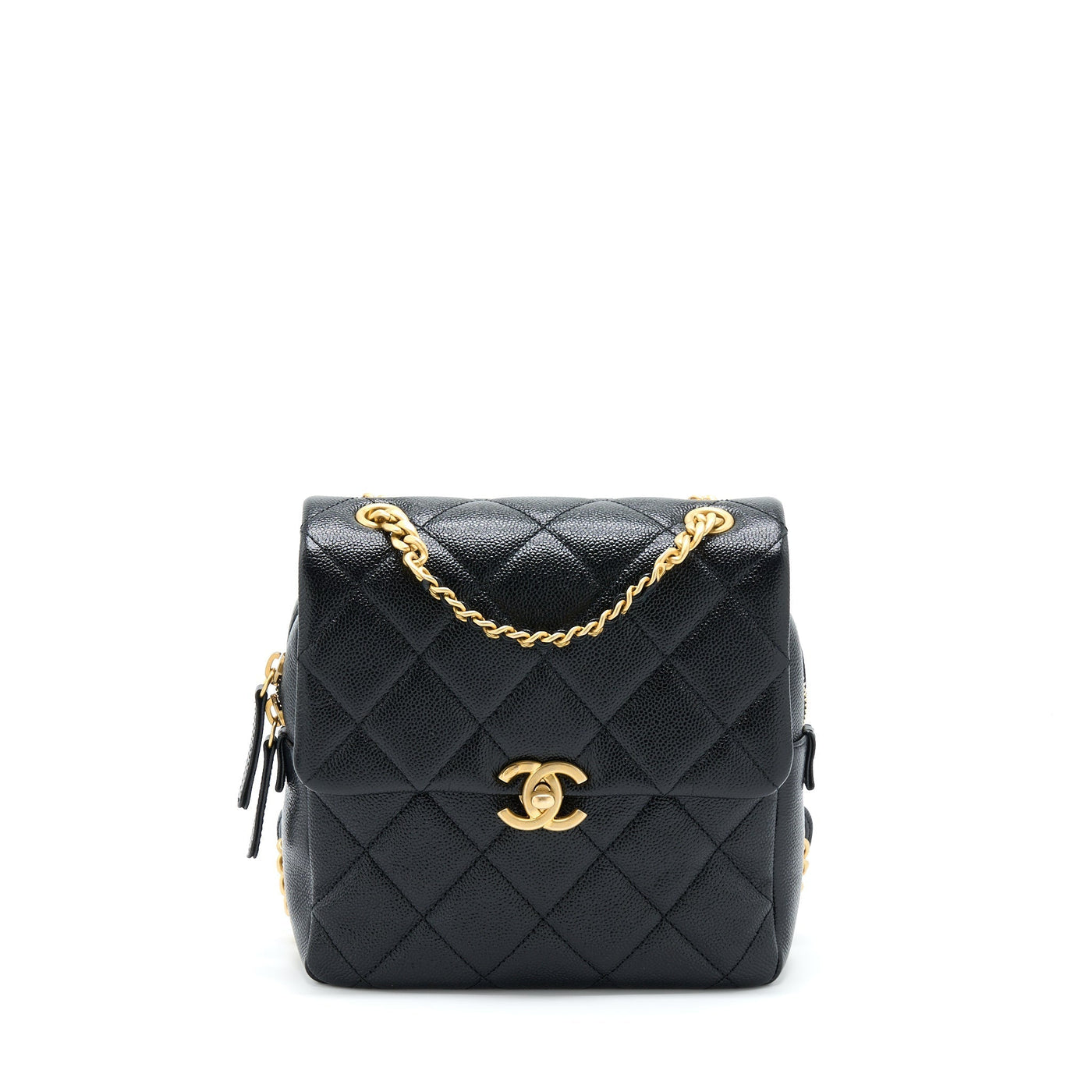 CHANEL 22P FLAP BACKPACK CAVIAR BLACK GHW (MICROCHIP)