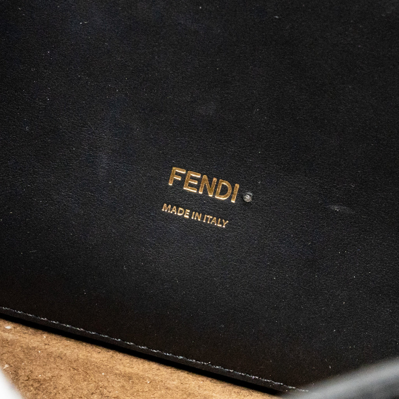 FENDI KAN U SHOULDER BAG LEATHER BLACK GHW
