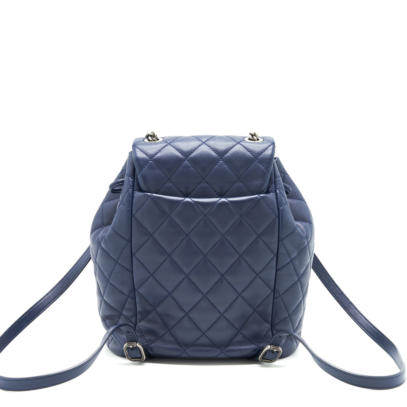 CHANEL QUILTED BACKPACK NAVY BLUE RUTHENIUM SHW