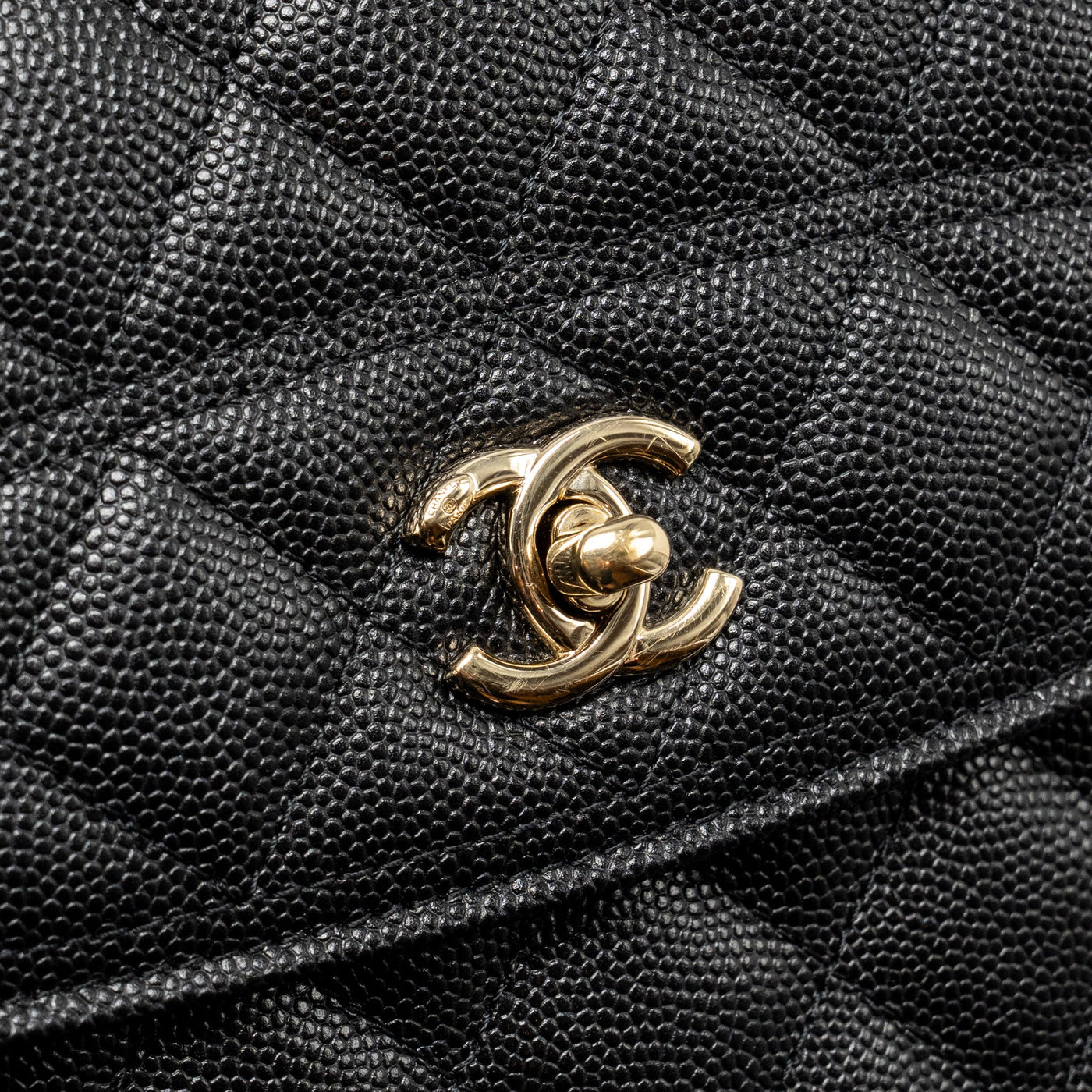 CHANEL 25C QUILTED CC TOP HANDLE MINI BACKPACK CAVIAR BLACK LGHW (MICROCHIP)