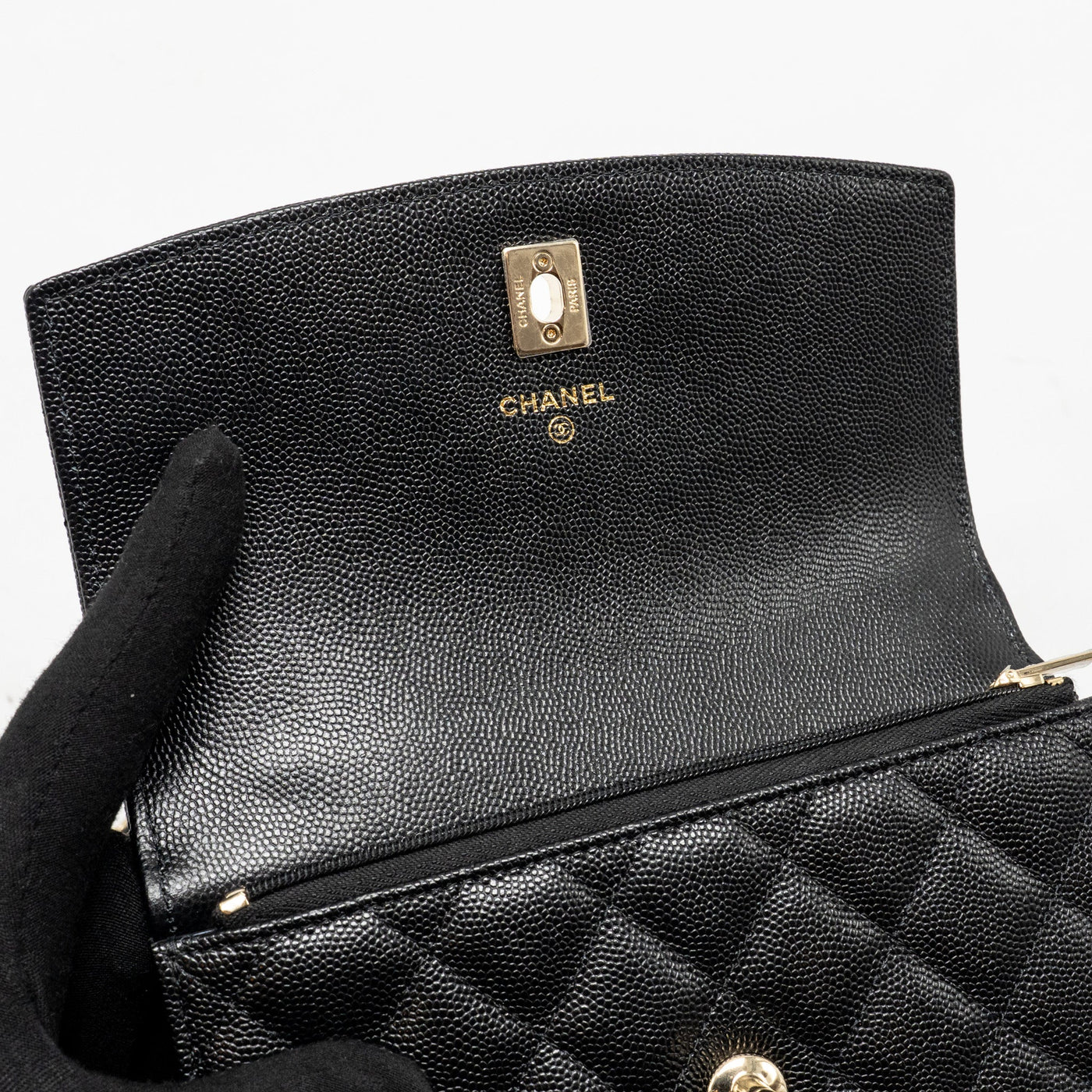 CHANEL 25C QUILTED CC TOP HANDLE MINI BACKPACK CAVIAR BLACK LGHW (MICROCHIP)