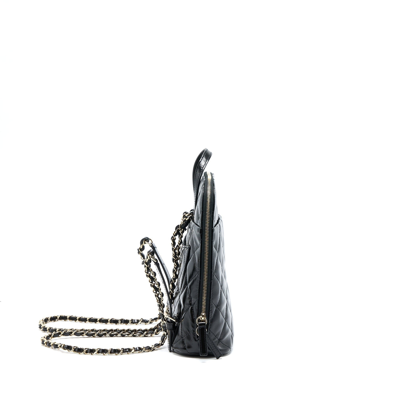 CHANEL 22A BACKPACK PATENT BLACK LGHW (MICROCHIP)