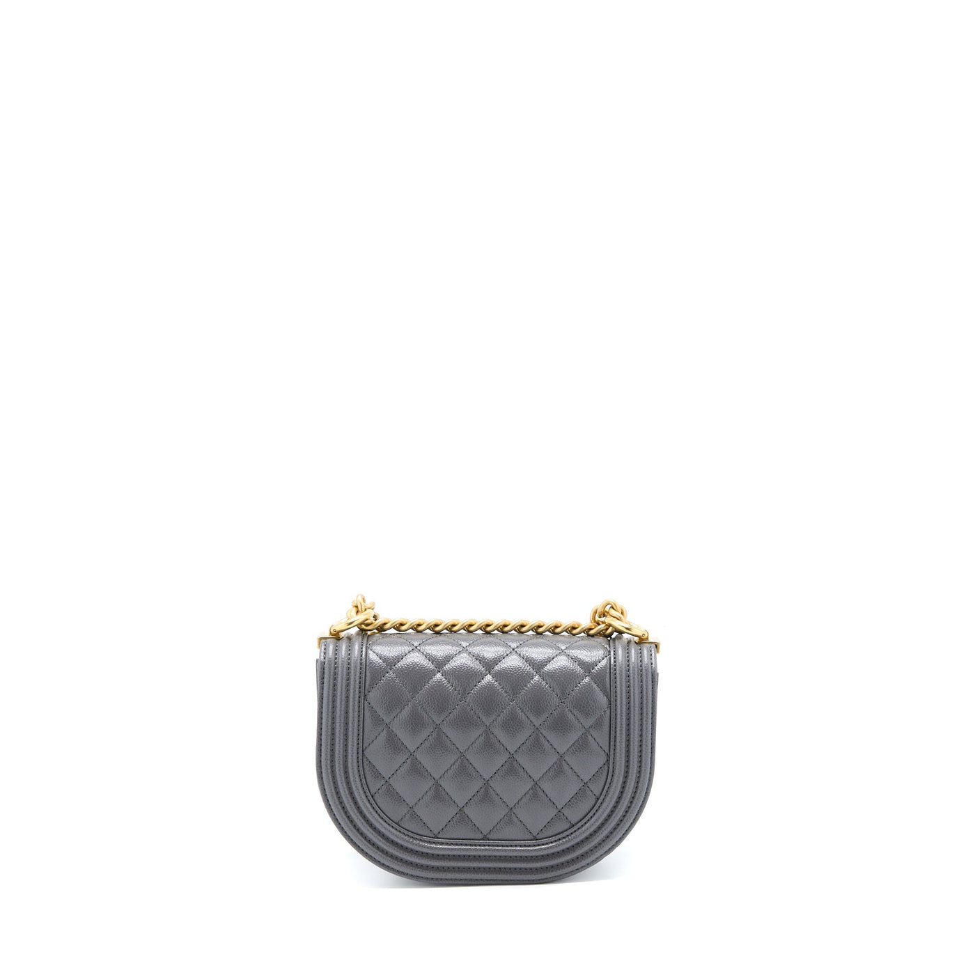 CHANEL 22A BOY MESSENGER BAG CAVIAR GREY GHW (MICROCHIP)