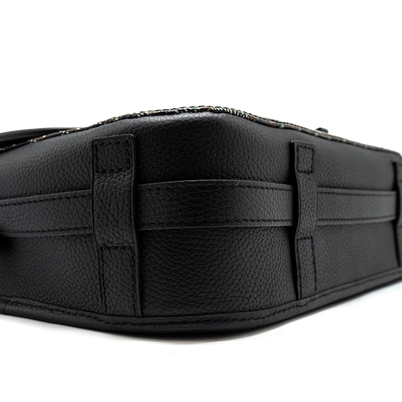 GOYARD BELVEDERE MM MESSENGER BAG GOYARDINE CANVAS/CALFSKIN BLACK SHW