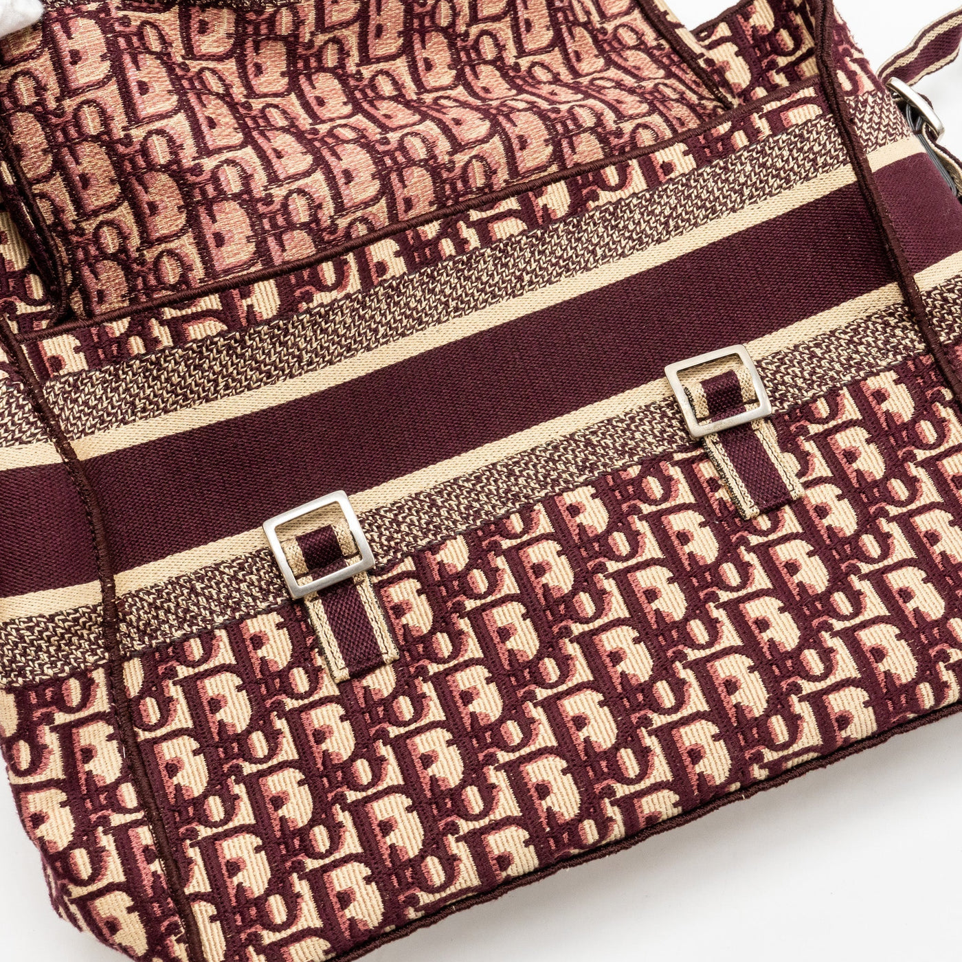 DIOR CROSSBODY MESSENGER BAG OBLIQUE CANVAS BURGUNDY/BEIGE SHW