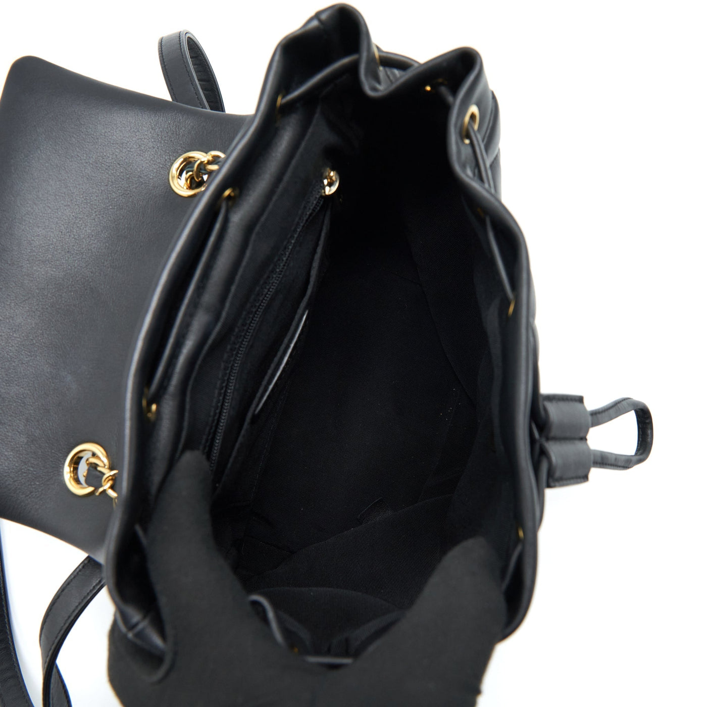 CHANEL QUILTED BACKPACK CALFSKIN BLACK GHW