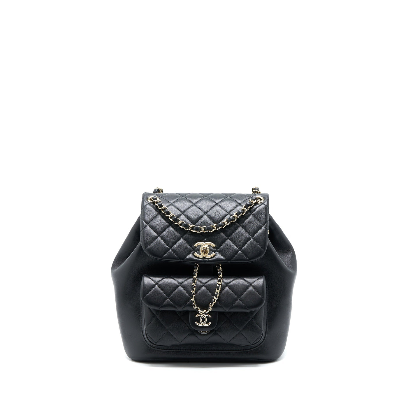 CHANEL 23C LARGE DUMA BACKPACK CALFSKIN BLACK LGHW (MICROCHIP)