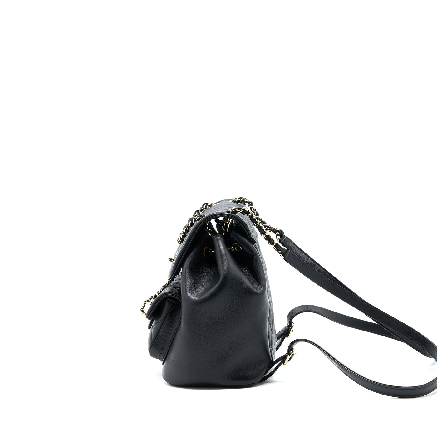 CHANEL 23C LARGE DUMA BACKPACK CALFSKIN BLACK LGHW (MICROCHIP)