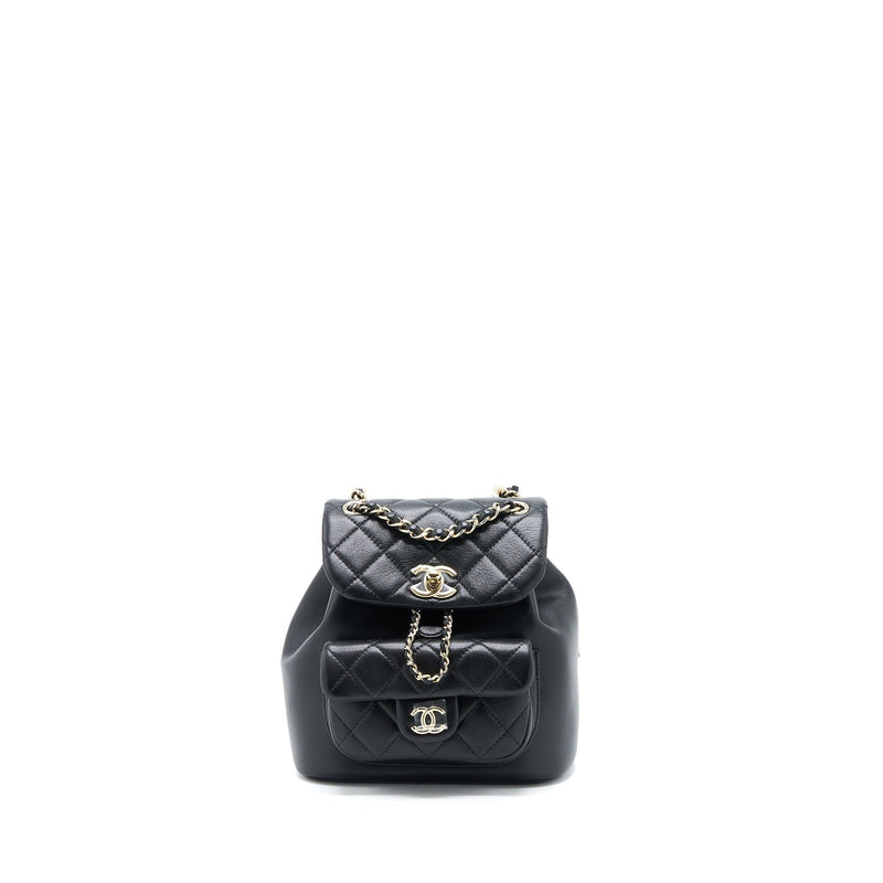 CHANEL 23C DUMA MINI BACKPACK CALFSKIN BLACK LGHW (MICROCHIP)