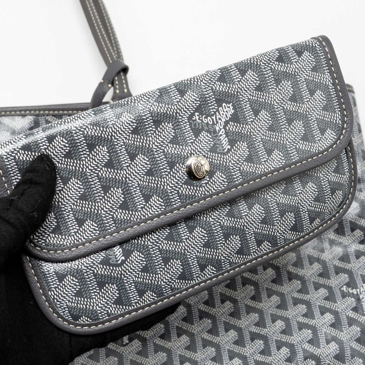 GOYARD SAINT LOUIS GM TOTE BAG GOYARDINE CANVAS / LEATHER GREY