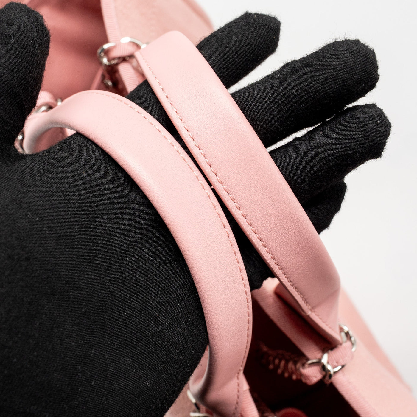 CHANEL DEAUVILLE TOTE BAG CANVAS/LEATHER PINK/WHITE SHW (MICROCHIP)