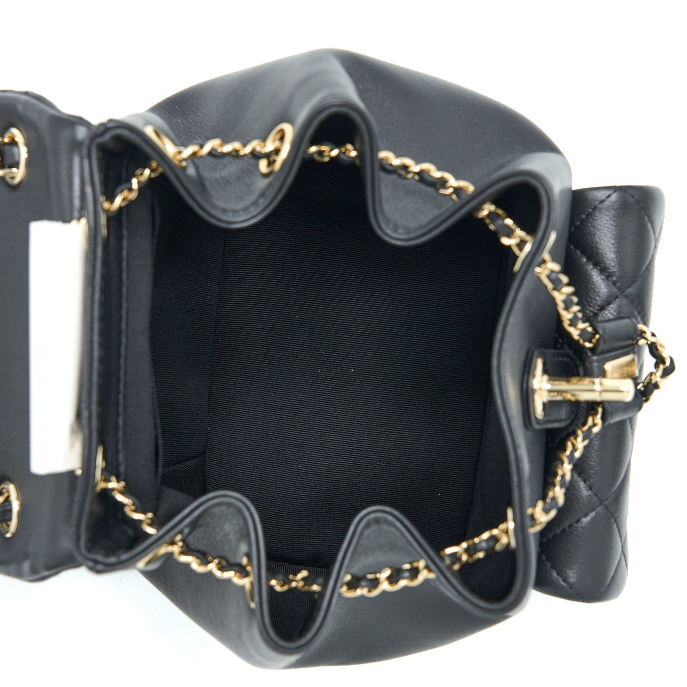 CHANEL 23C DUMA MINI BACKPACK CALFSKIN BLACK LGHW (MICROCHIP)