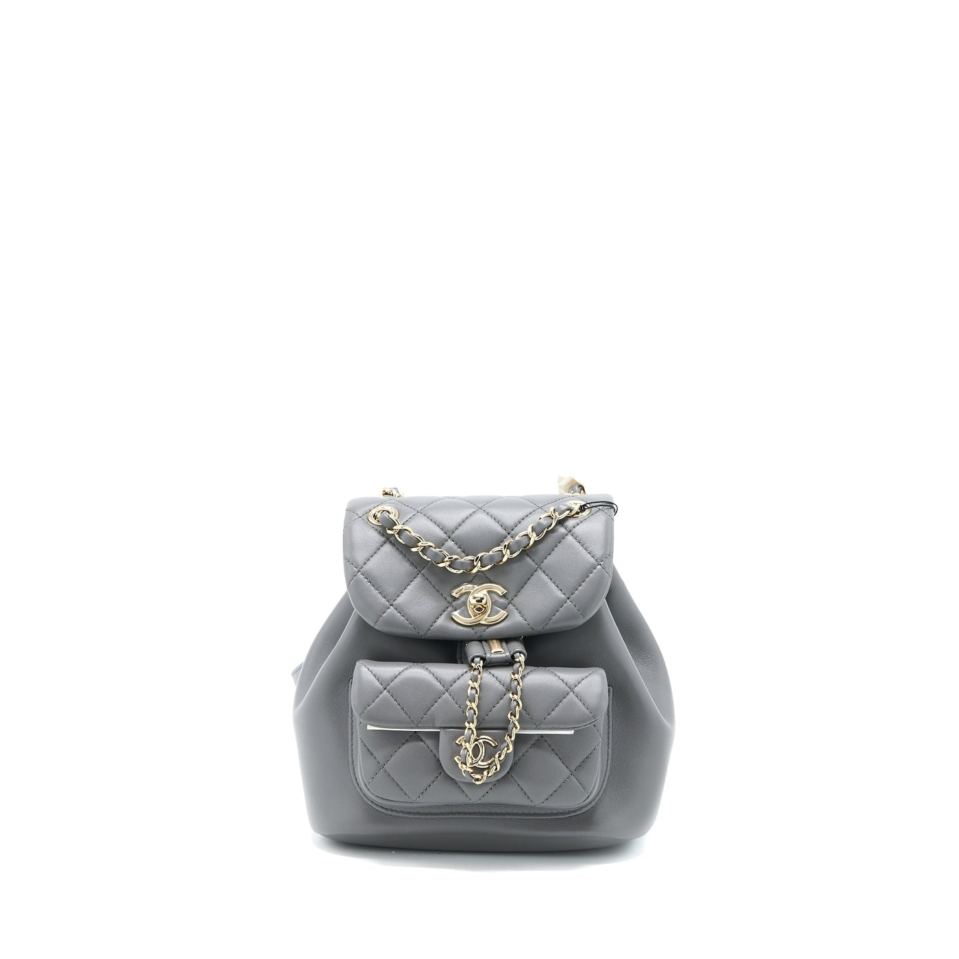CHANEL 22A MIMI DUMA BACKPACK LAMBSKIN DARK GREY LGHW (MICROCHIP)