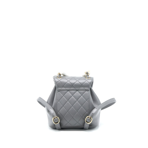 CHANEL 22A MIMI DUMA BACKPACK LAMBSKIN DARK GREY LGHW (MICROCHIP)