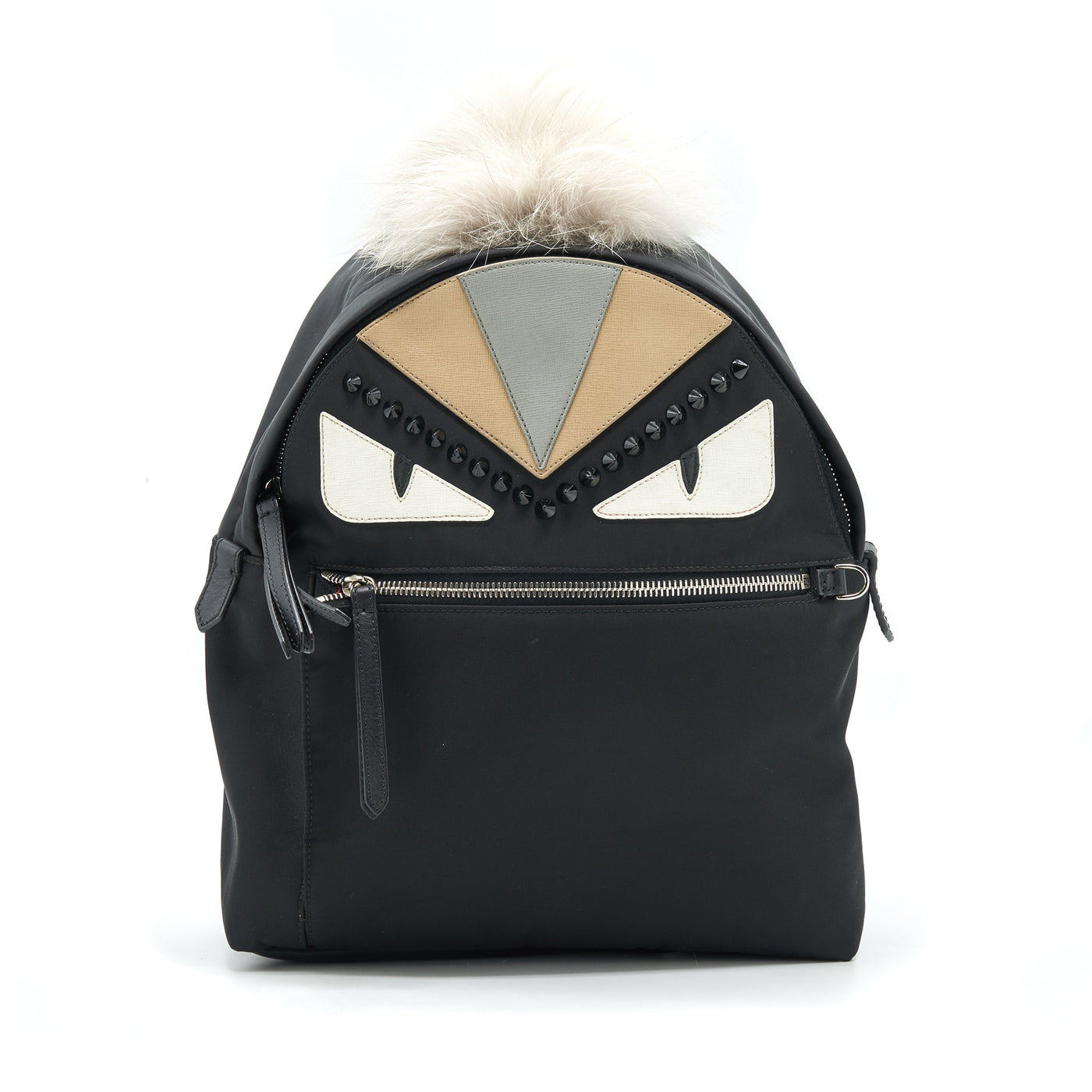 FENDI MONSTER BACKPACK IN BLACK WITH FUR
