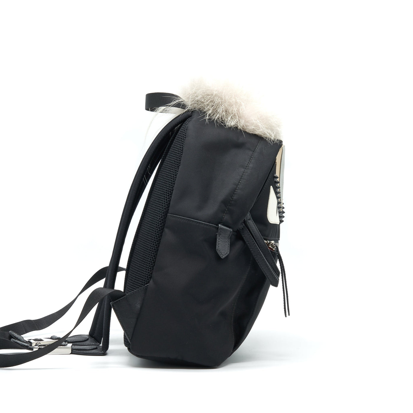 FENDI MONSTER BACKPACK IN BLACK WITH FUR