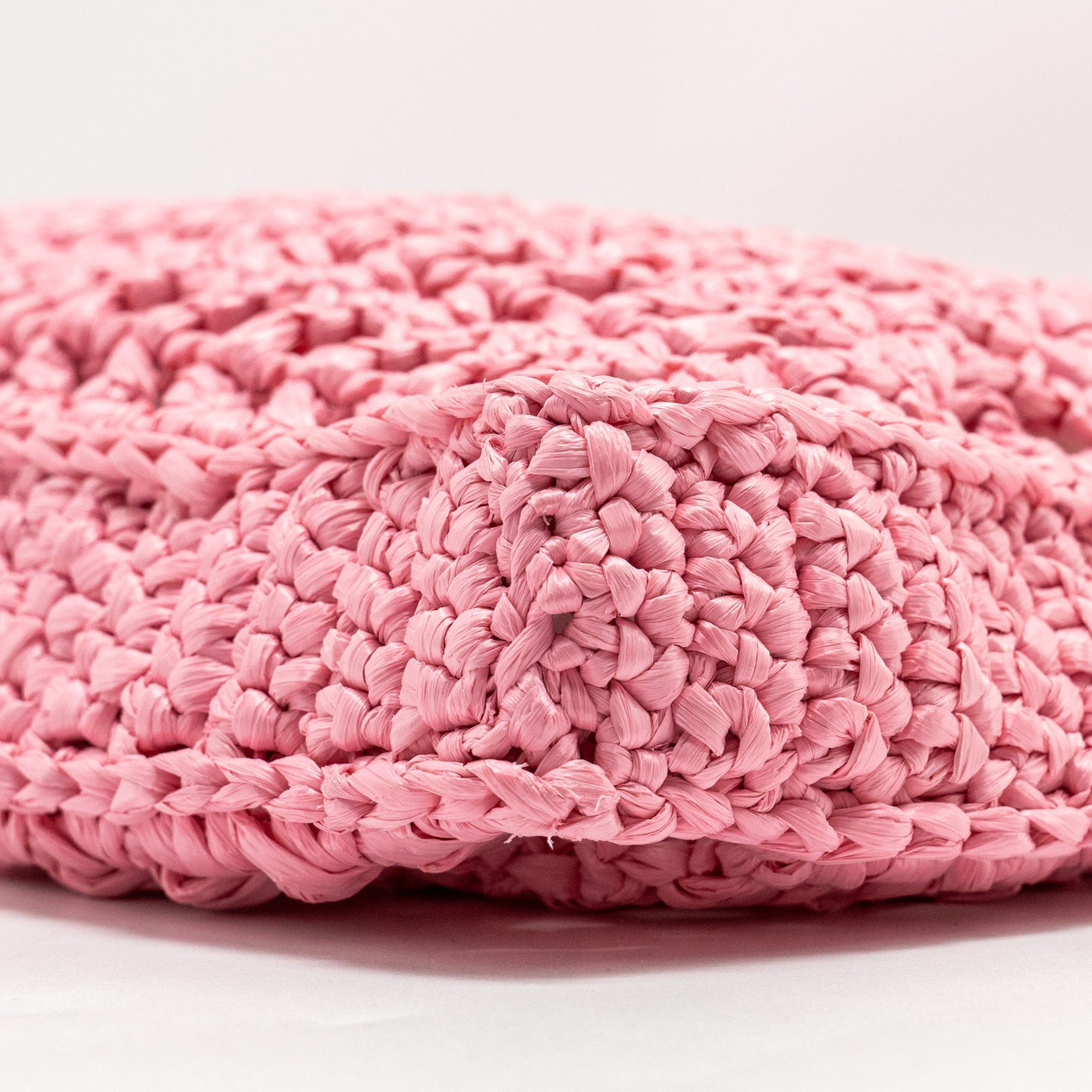 PRADA CROCHET TOTE BAG RAFFIA PINK