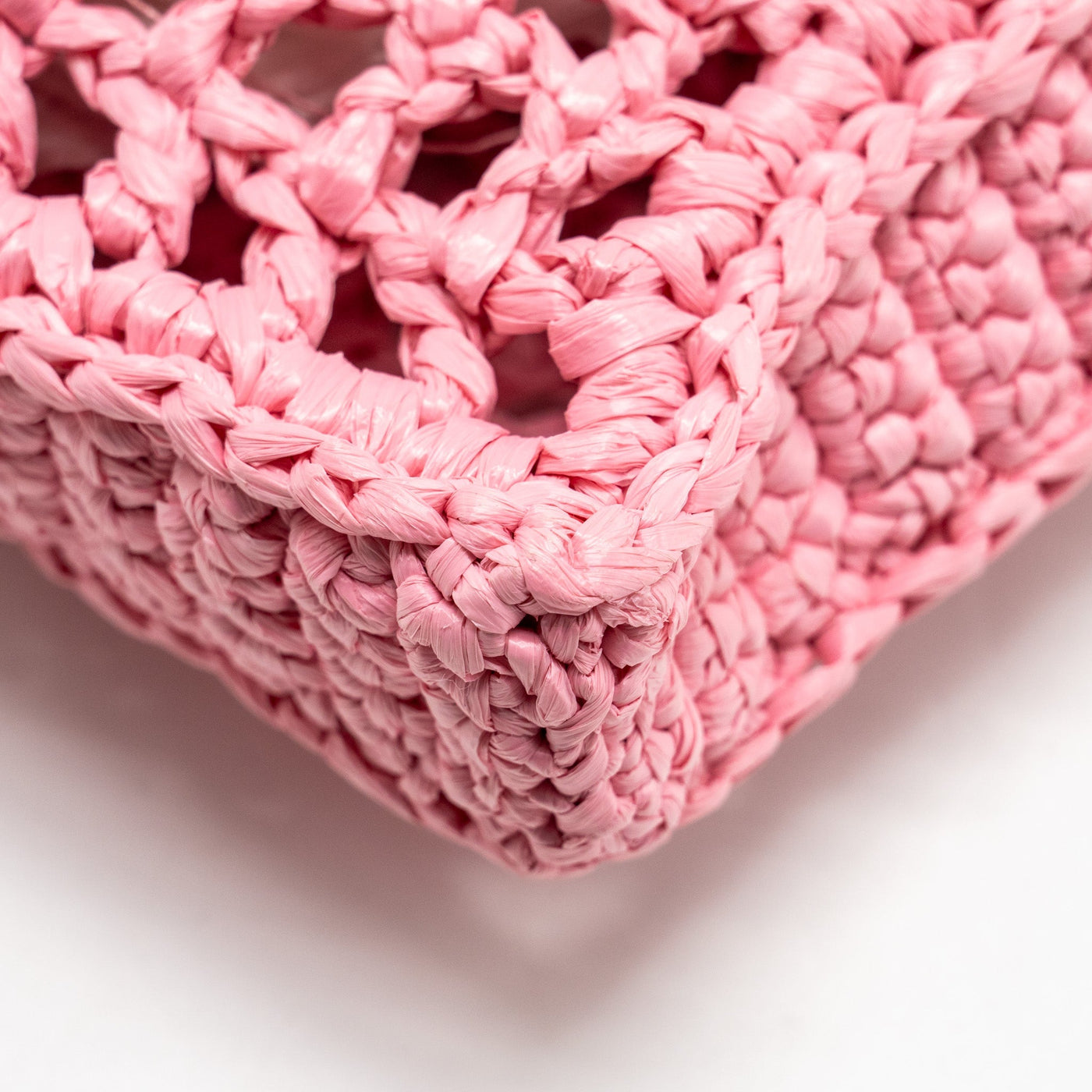 PRADA CROCHET TOTE BAG RAFFIA PINK