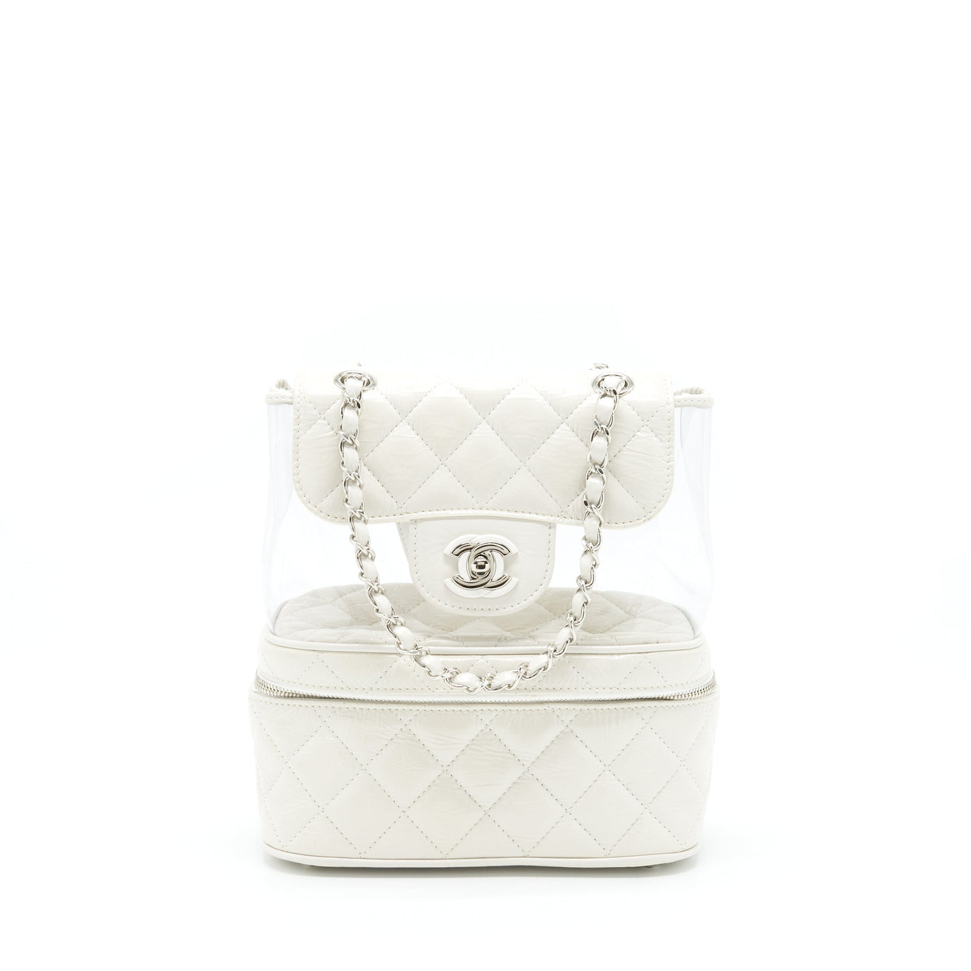 CHANEL PVC AQUARIUM BACKPACK AGED CALFSKIN WHITE SHW