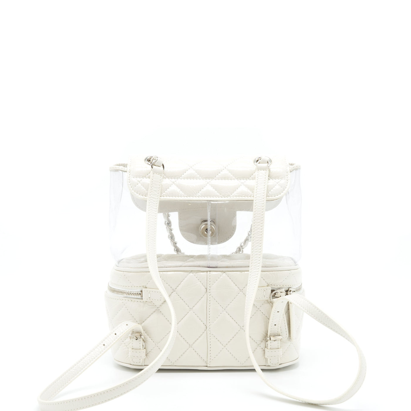 CHANEL PVC AQUARIUM BACKPACK AGED CALFSKIN WHITE SHW