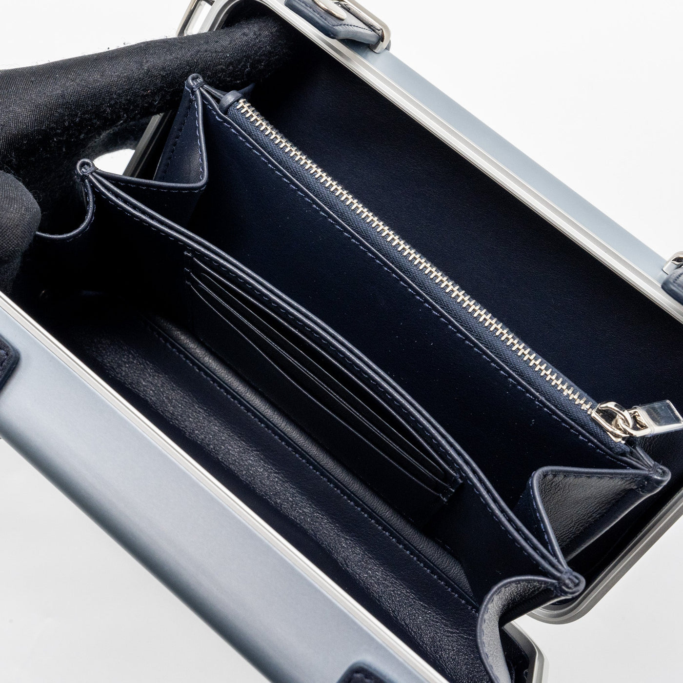DIOR X RIMOWA CLUTCH TRUNK BAG ALUMINIUM / CALFSKIN SILVER / BLACK SHW