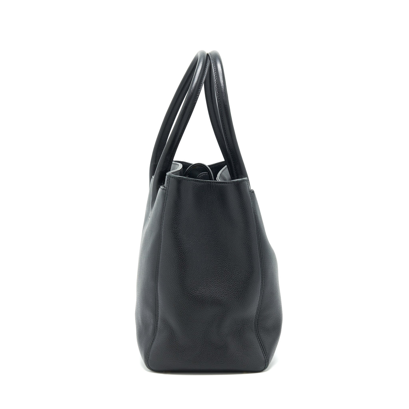 CHANEL CERF TOTE BAG GRAINED CALFSKIN BLACK GHW