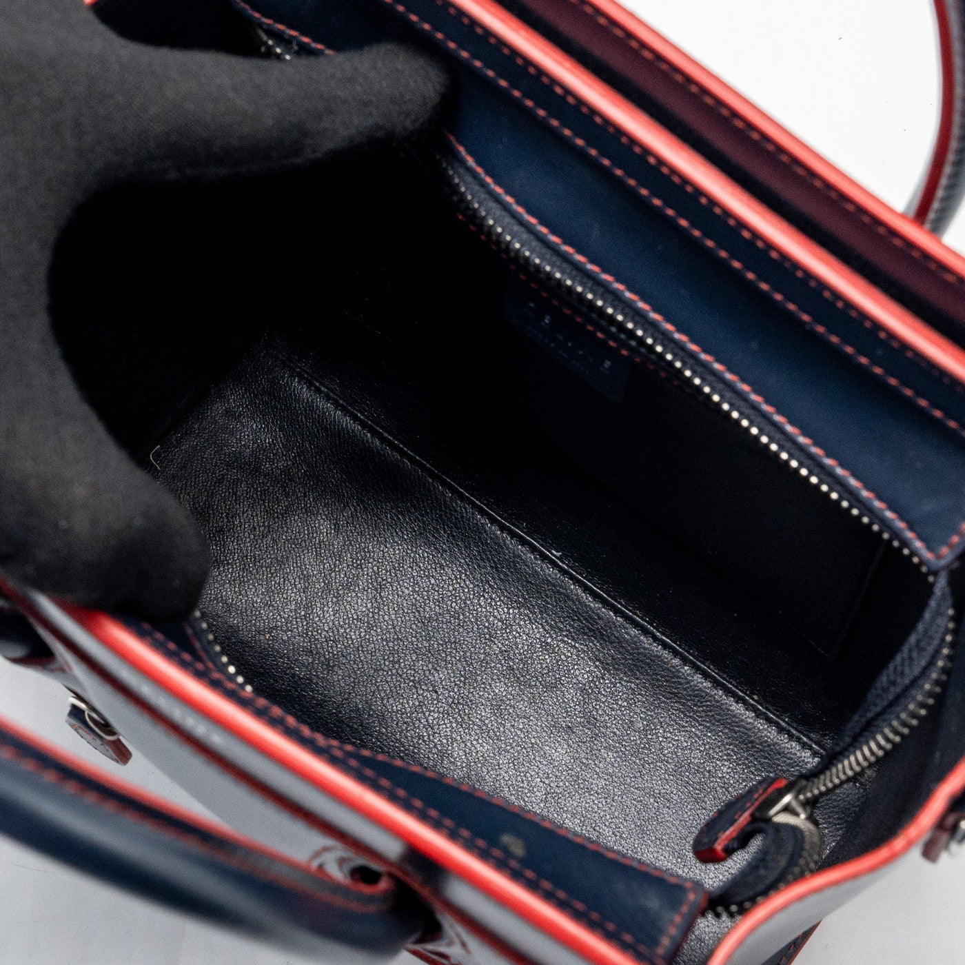 CELINE NANO LUGGAGE BAG CALFSKIN NAVY / RED SHW