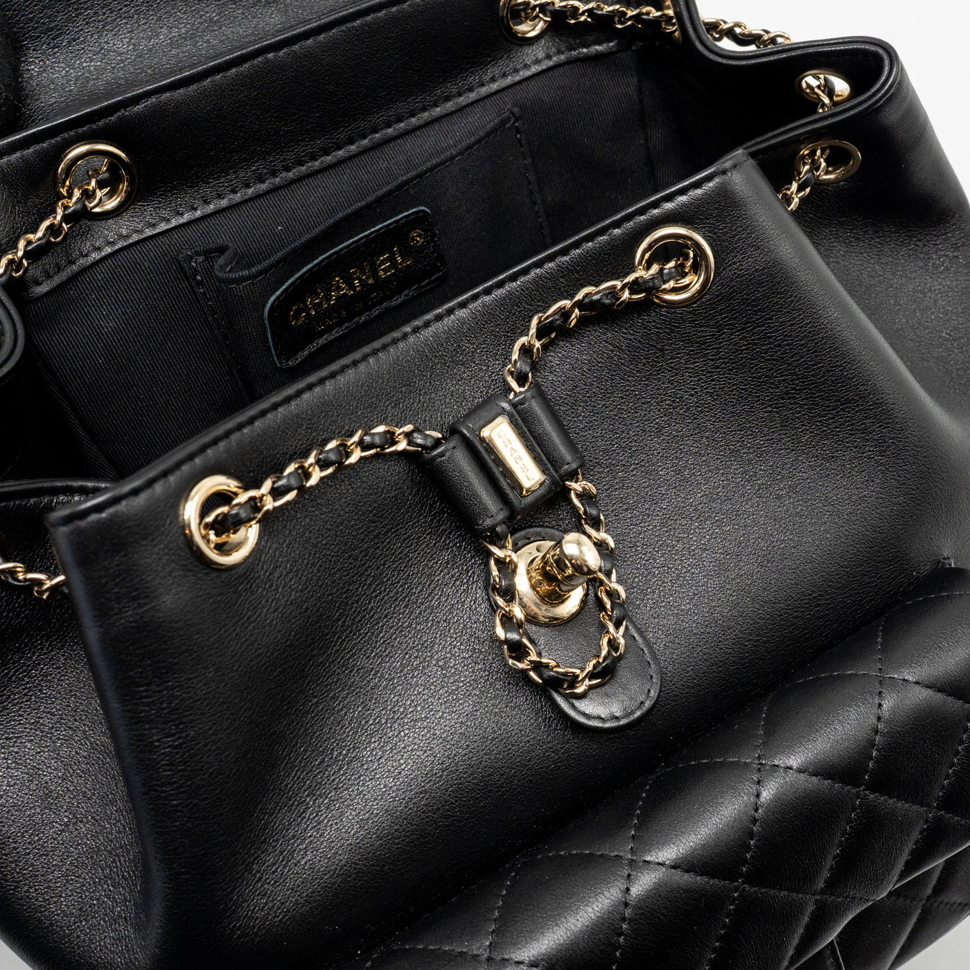 CHANEL LARGE DUMA BACKPACK CALFSKIN BLACK LGHW (MICROCHIP)