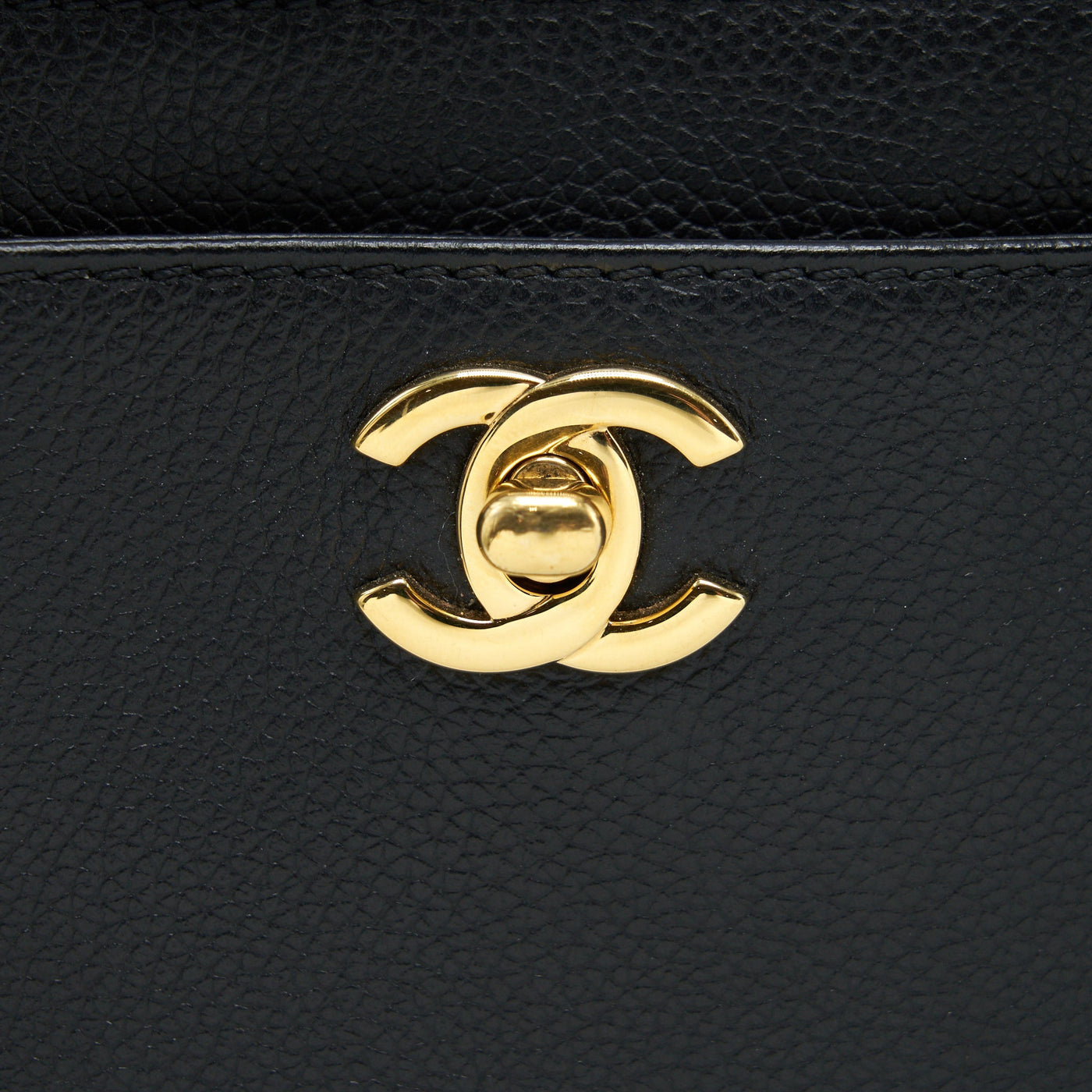 CHANEL CERF TOTE BAG GRAINED CALFSKIN BLACK GHW