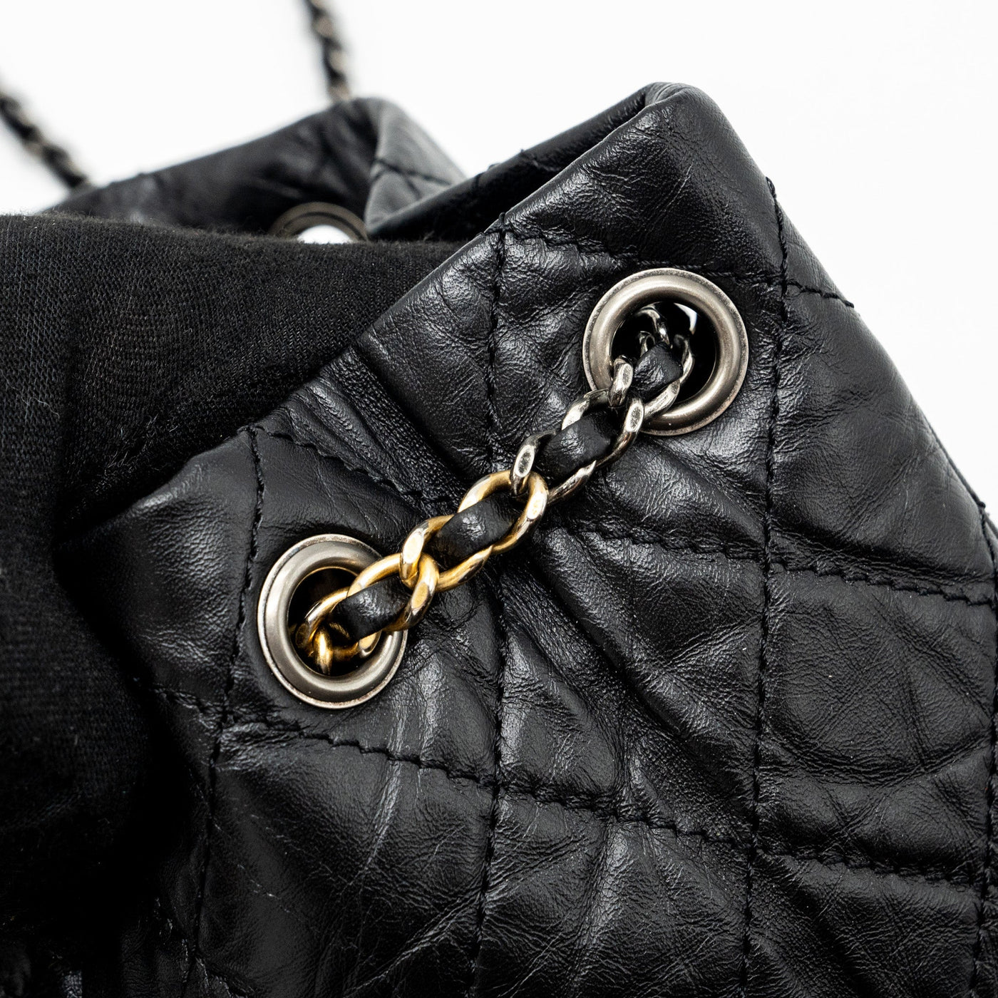 CHANEL SMALL GABRIELLE BACKPACK AGED CALFSKIN BLACK MULTICOLOR HARDWARE