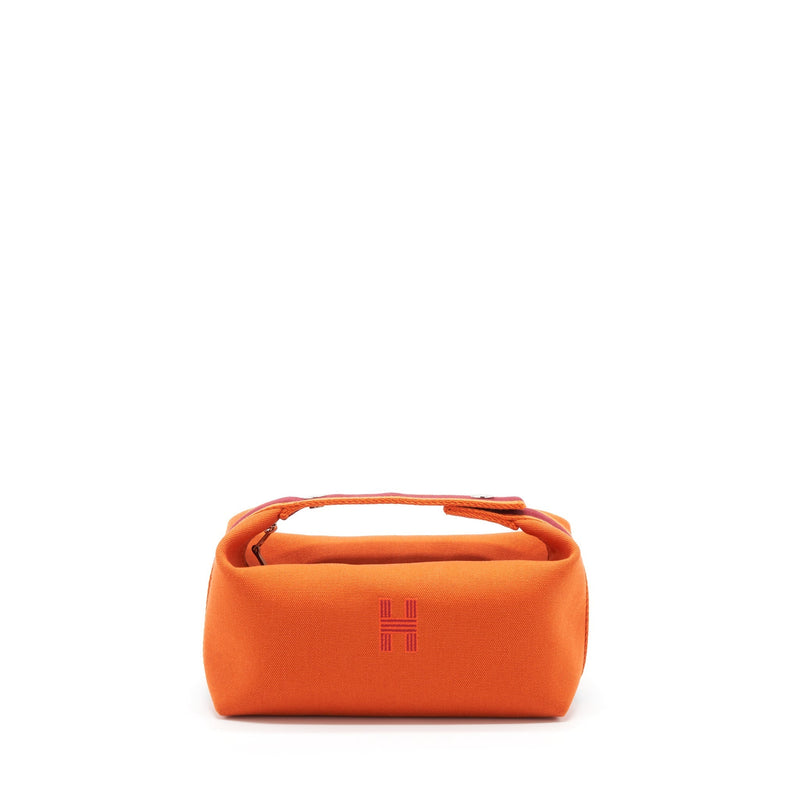 HERMES TROUSSE DE TOILETTE BRIDE A BRAC CANVAS TRAVEL POUCH ORANGE FEU