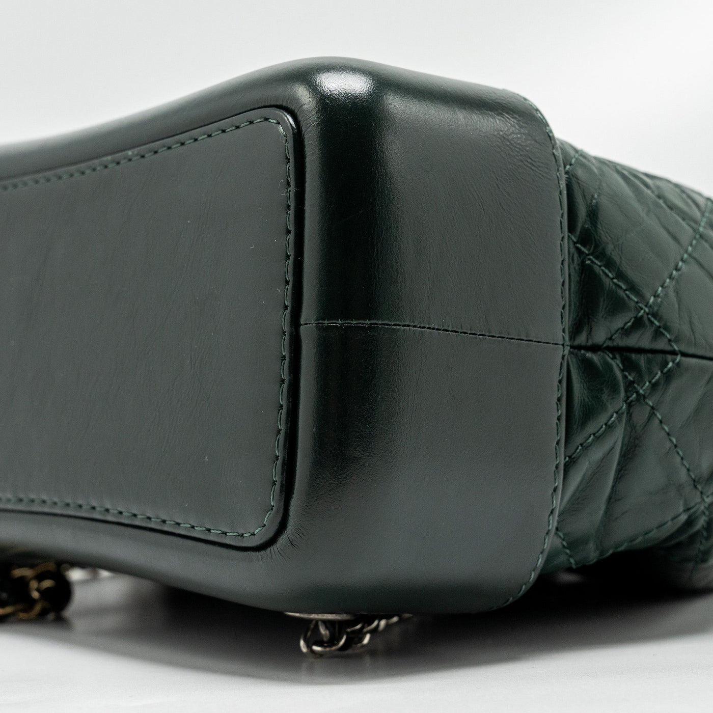 CHANEL SMALL GABRIELLE BACKPACK AGED CALFSKIN DARK GREEN MULTICOLOR HARDWARE
