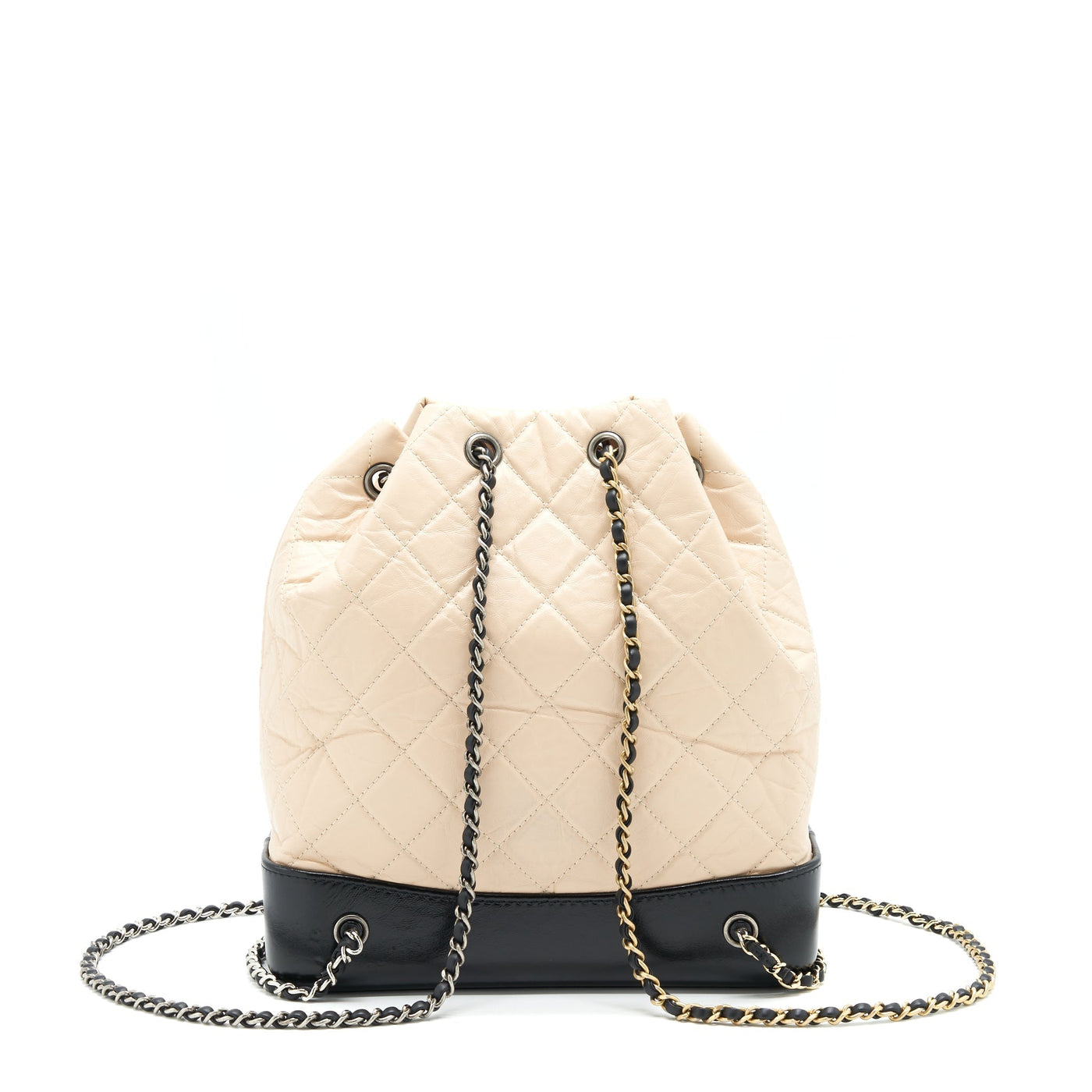 CHANEL GABRIELLE BACKPACK BEIGE/ BLACK DOUBLE COLOUR HARDWARE