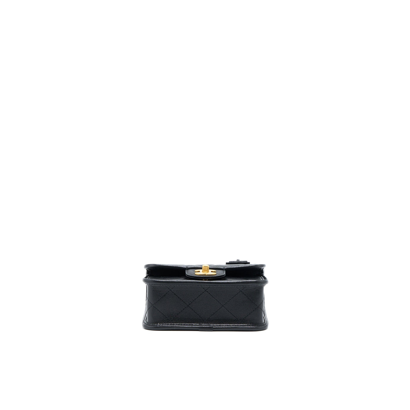 CHANEL 22K TOP HANDLE MESSENGER BAG CAVIAR BLACK BRUSHED GHW(MICROCHIP)
