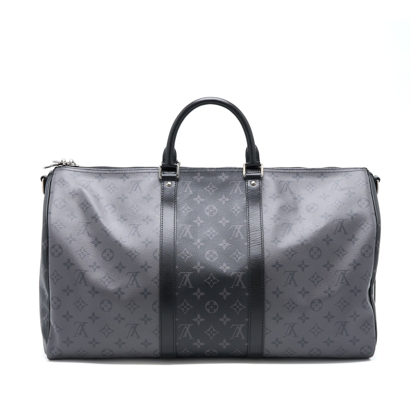 LOUIS VUITTON KEEPALL BANDOULIERE 50 MONOGRAM ECLIPSE CANVAS BLACK/GREY BLACK HARDWARE (NEW VERSION)