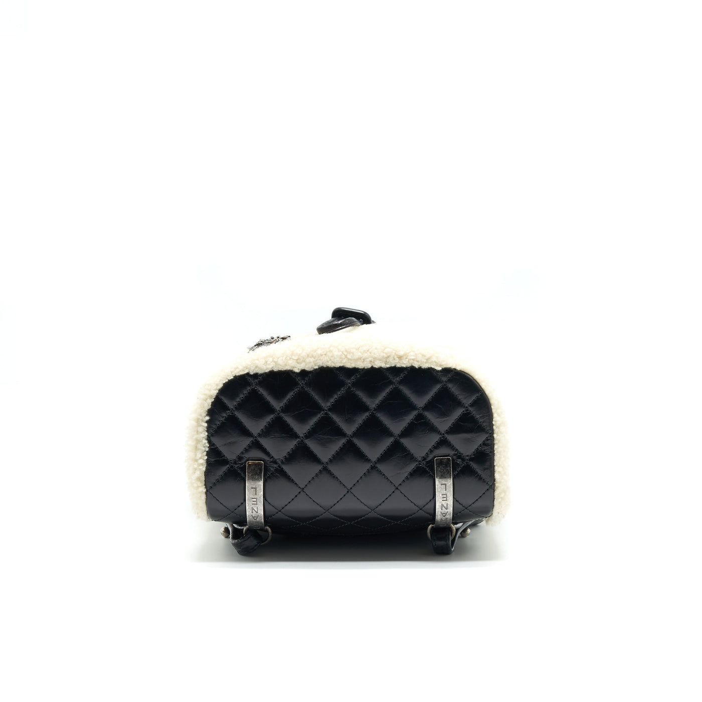 CHANEL MOUNTAIN SMALL BACKPACK SHEARLING WITH QUILTED CALFSKIN RUTHENIUM HARDWARE